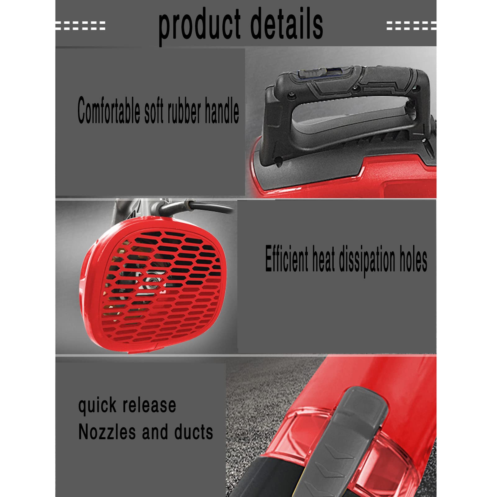FAXIOAWA Soffiatore per Foglie Portatile, soffiatore per Foglie Industriale Elettrico da 3000 W, soffiatore per Foglie, collettore di polveri Domestico, soffiatore spazzante,10M