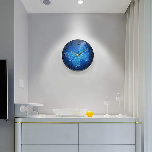 Miniatura 3 de MNSRUU Reloj de pared digital redondo, de mariposa poligonal, sin tictac, funciona con pilas, para cocina, sala de estar, oficina, decorativo