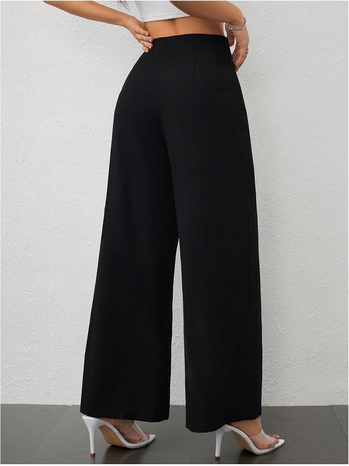 GORGLITTER Women's Low Rise Dress Pants Going Out Wide Leg Baggy Business Casual Office Work Pants Slacks