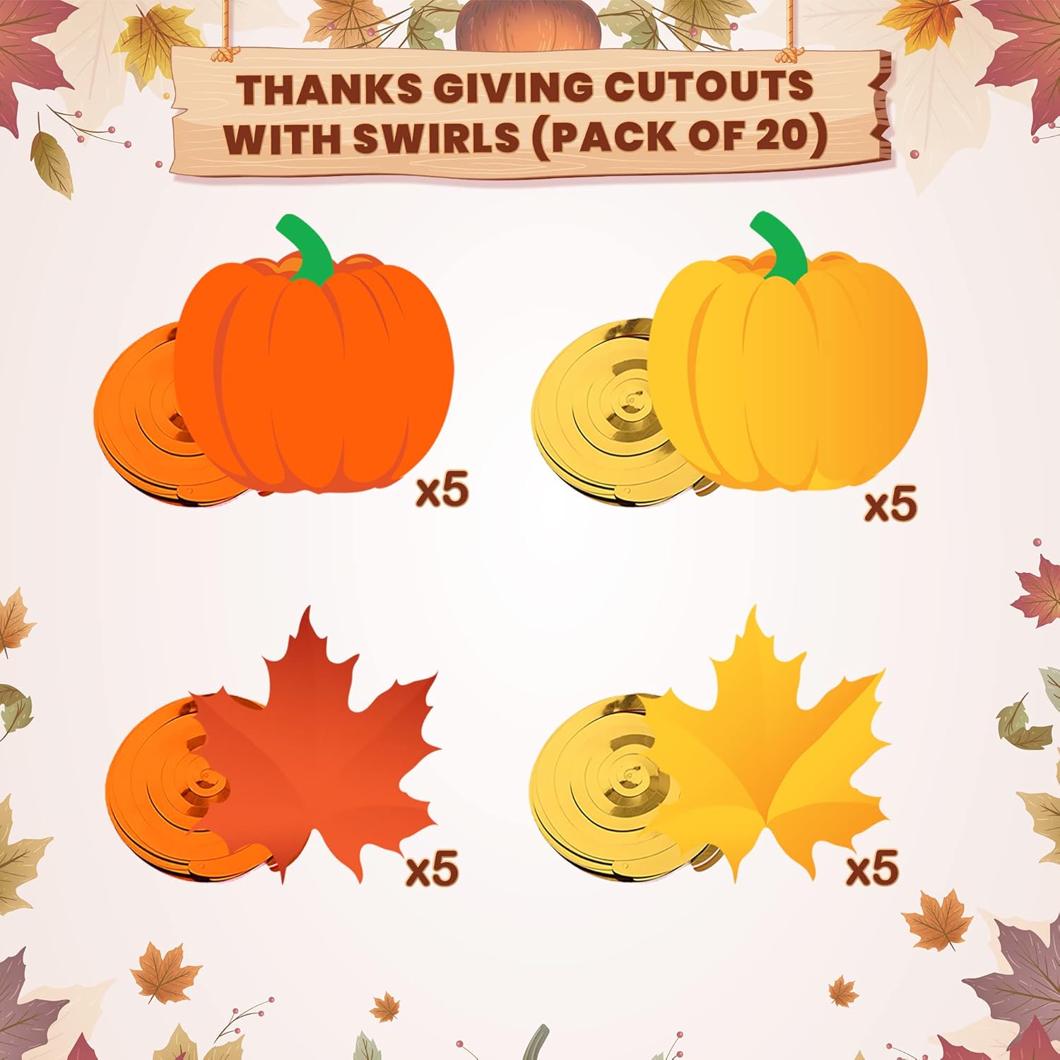 KatchOn, Fall Maple Leaf Hanging Swirls and Banner Set | Pack of 39, Includes 30 Hanging Swirls and 9 Thanksgiving Banner Decorations for Autumn Harvest, Fall Party, Friendsgiving and Home Décor