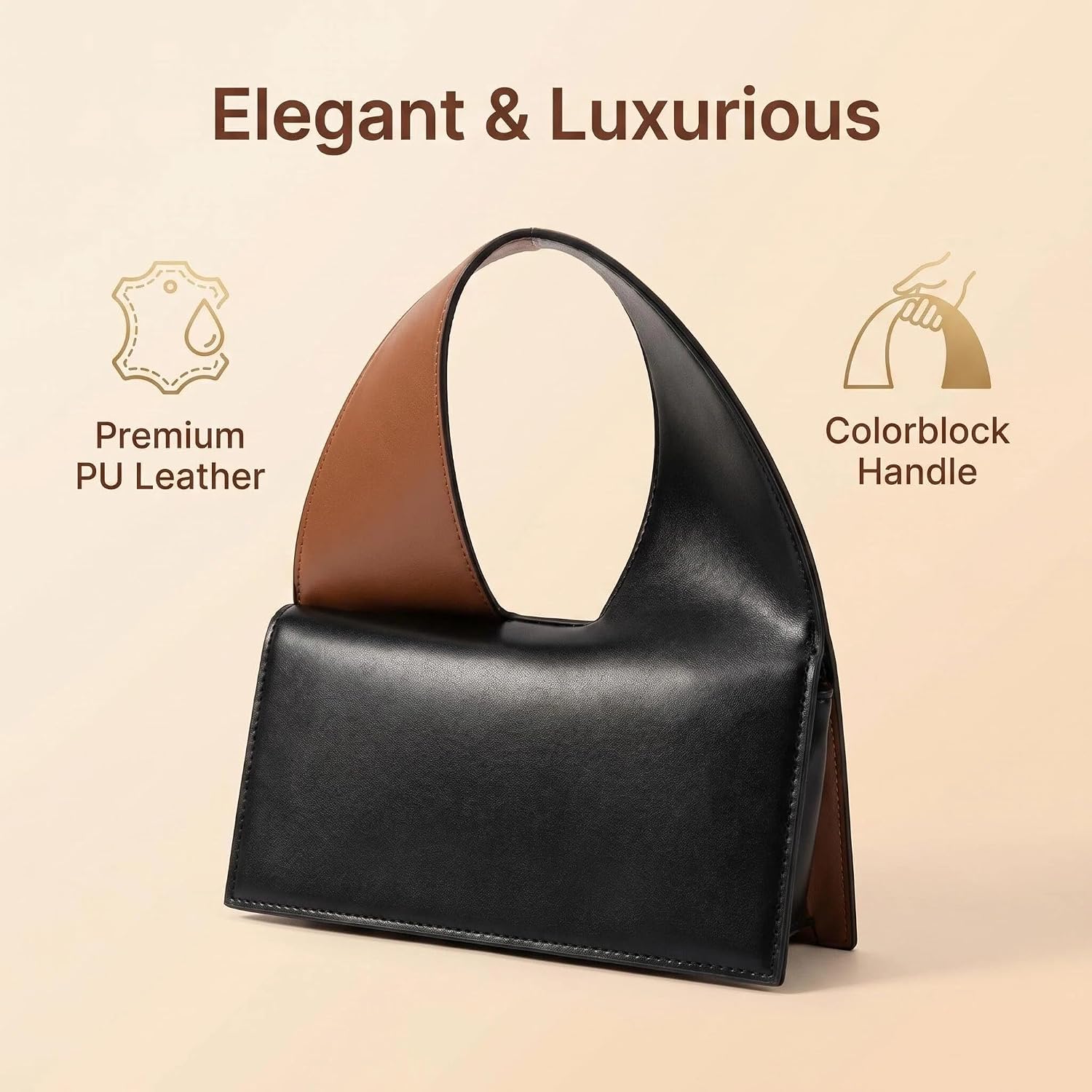 Leather Top Handle Purse for Women, Fashion Hobo Handbag, Vintage Flap Satchel, Black Square Crossbody Bag