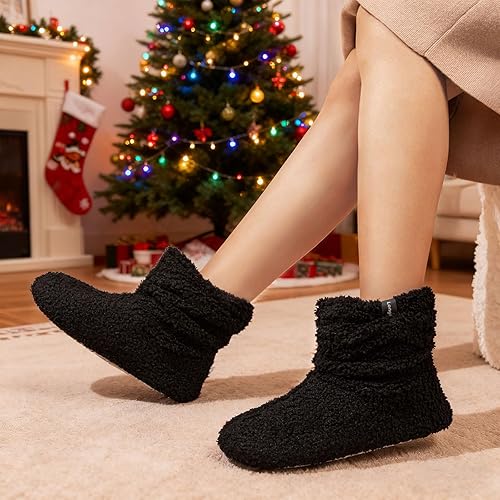 Miniatura 2 de LongBay Pantuflas cálidas de piel rizada para mujer, cómodas botas de forro polar de felpa con espuma viscoelástica para el hogar