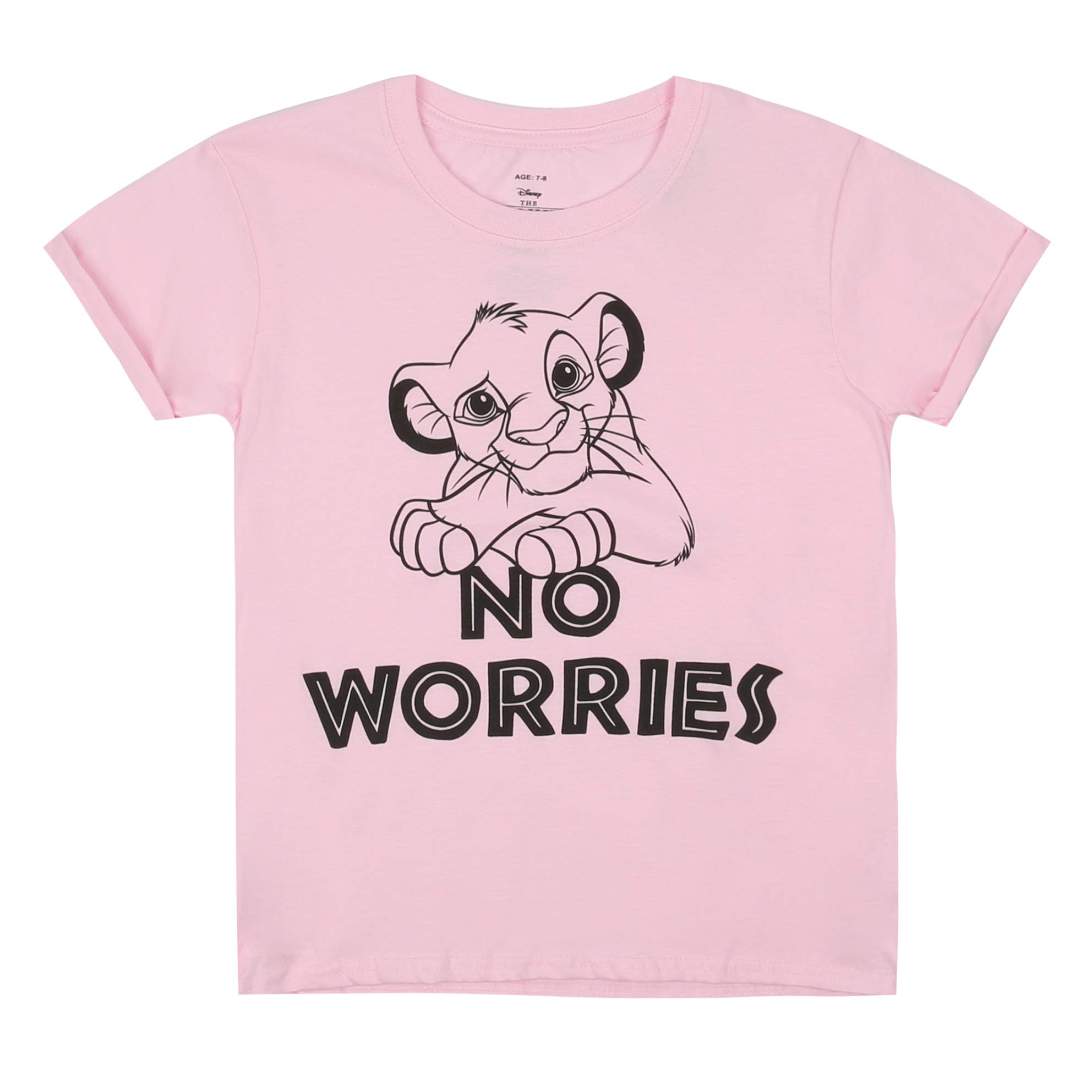 Disney Lion King Girls No Worries T-Shirt, Light Pink, 7-8 Years