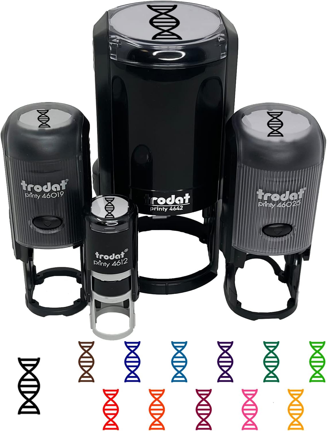 DNA Molecule Double Helix Science Symbol Self-Inking Rubber Stamp Ink Stamper for Stamping Crafting Planners - 1-1/2 Inch Large - Red Ink