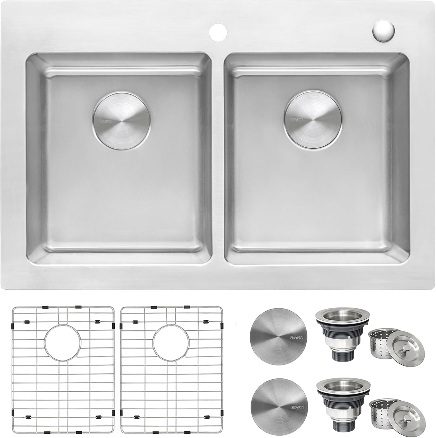 Ruvati 37" Stainless Steel Double Bowl Drop-In Kitchen Sink