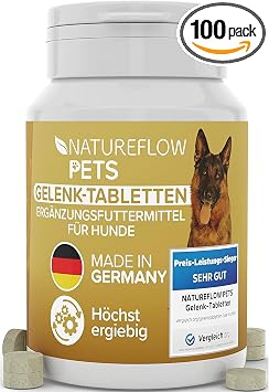 Gelenktabletten Hunde – Test SEHR GUT Made in Germany mit Grünlippmuschel, MSM und Teufelskralle - Keine Kapseln, hohe Akzeptanz Gelenktabletten Hund - 100 Stück