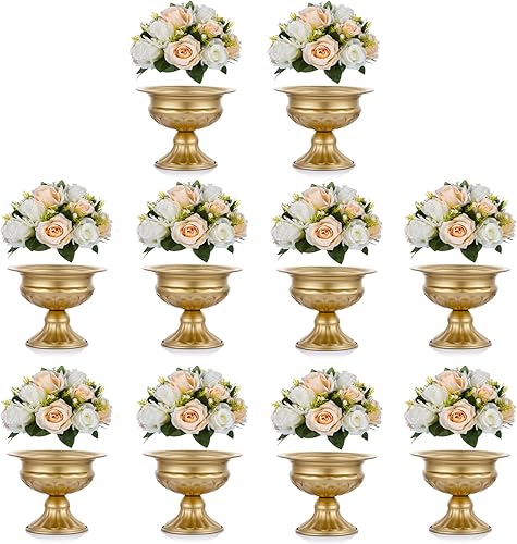 Miniatura 1 de NUPTIO Juego de 10 jarrones de boda y 10 flores artificiales para centros de mesa de boda