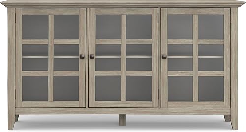 Miniatura 19 de SIMPLIHOME Acadian - Armario de almacenamiento mediano de transición de madera maciza de 39 pulgadas de ancho en marrón moreno, con 2 puertas de