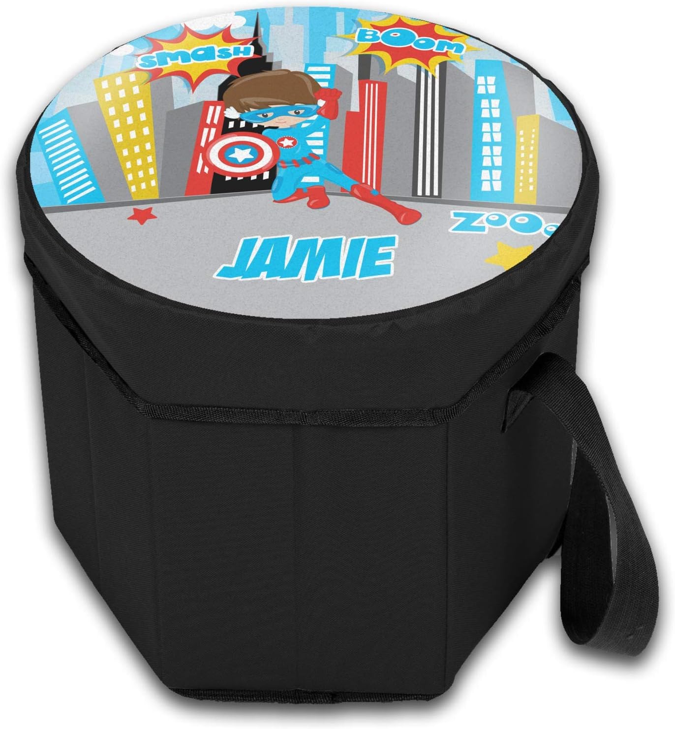 YouCustomizeIt Personalized Superhero in The City Collapsible Cooler & Seat