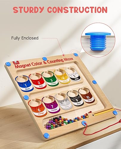 Miniatura 2 de GAMENOTE Laberinto magnético de color y números rompecabezas de madera con imán actividades para niños pequeños juegos a juego juguetes Montessori