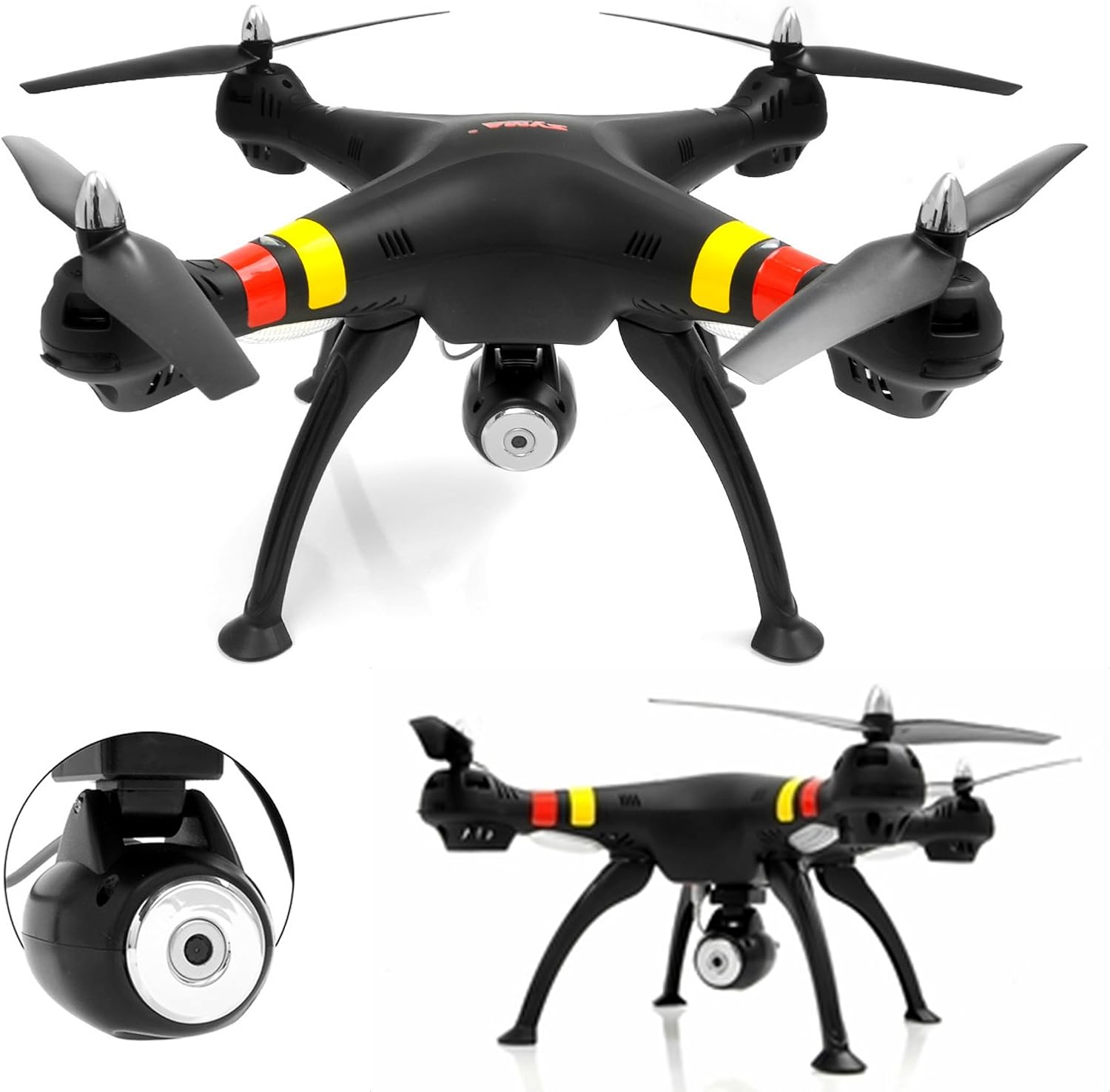 Cheerwing Syma X8W FPV Real-time 2.4Ghz 4ch 6 Axis Gyro Headless RC Quadcopter Drone with HD Camera RTF (Black)