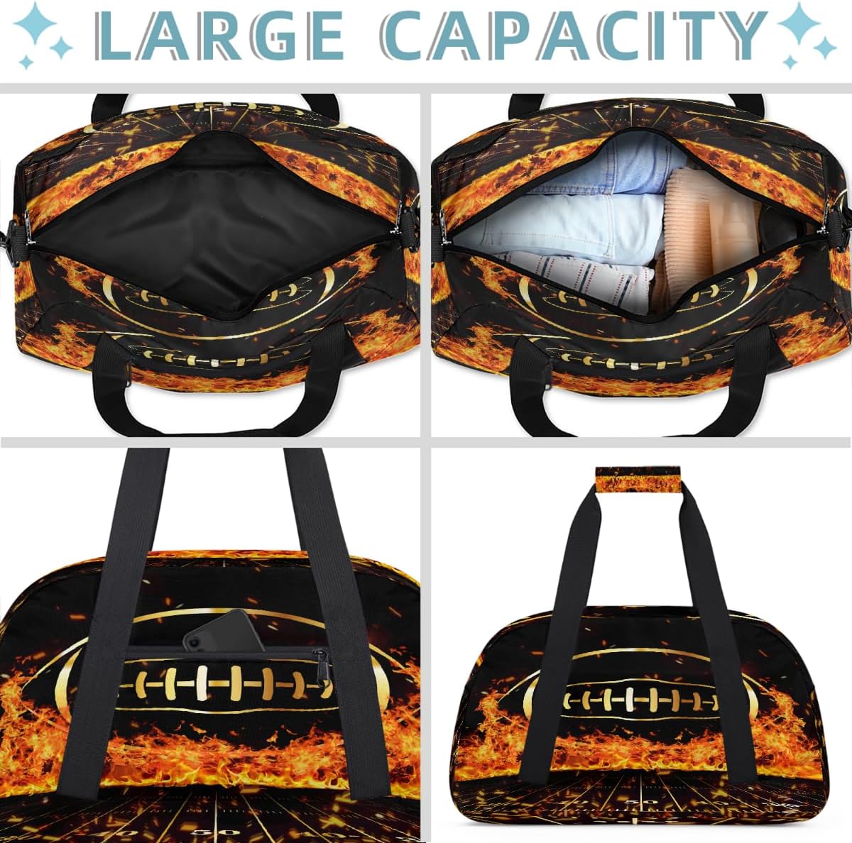 Kids Travel Duffle Bag - Large Sports Gym Bags Duffel Tote for Boys Girls Carry On Weekender Overnight Sleepover Bag(Sport Football)