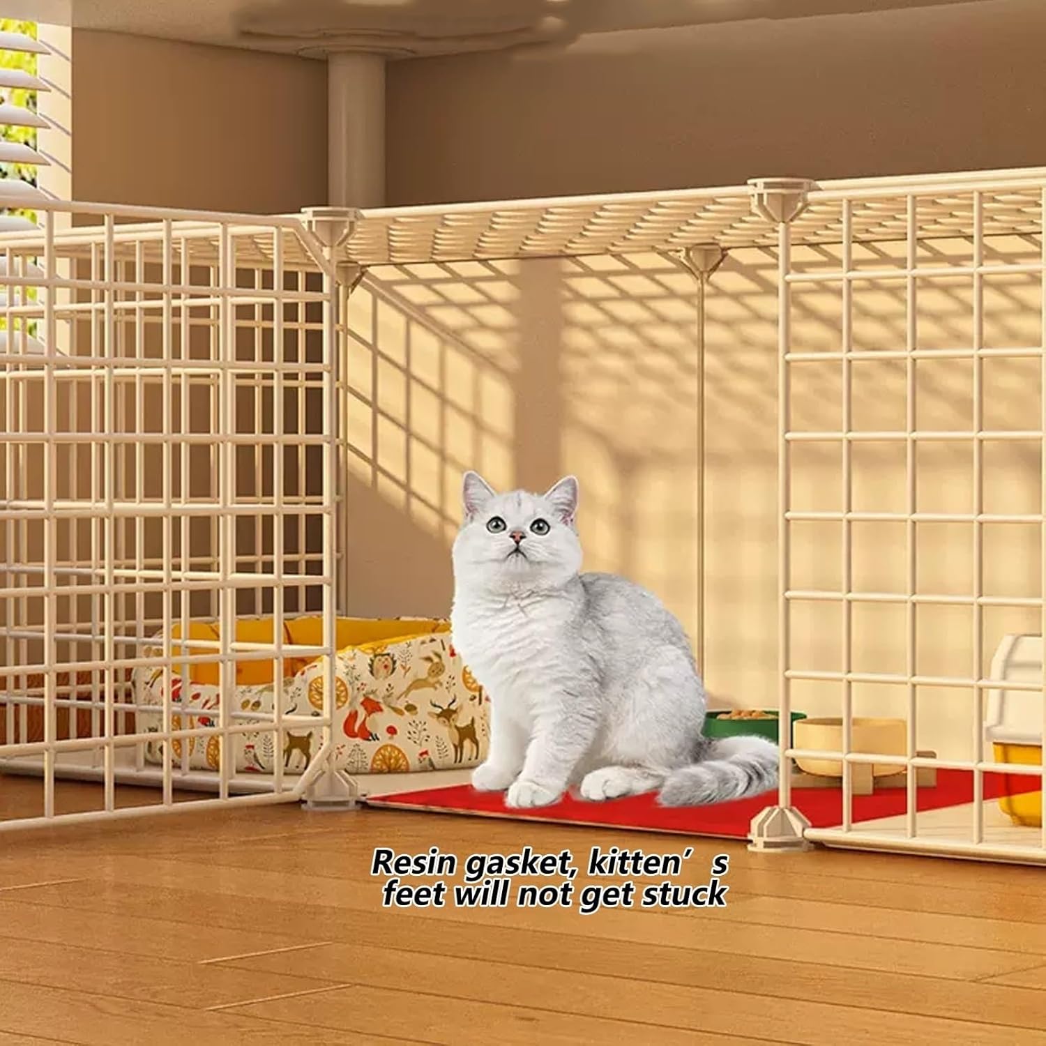 Large Cat Playpen - 2/3 Tier Cat Cage, DIY Metal Wire Enclosure, Easy to Clean Pet Kennel, Spacious Exercise Area for Cats (White, 44x30x58/111x75x146cm)