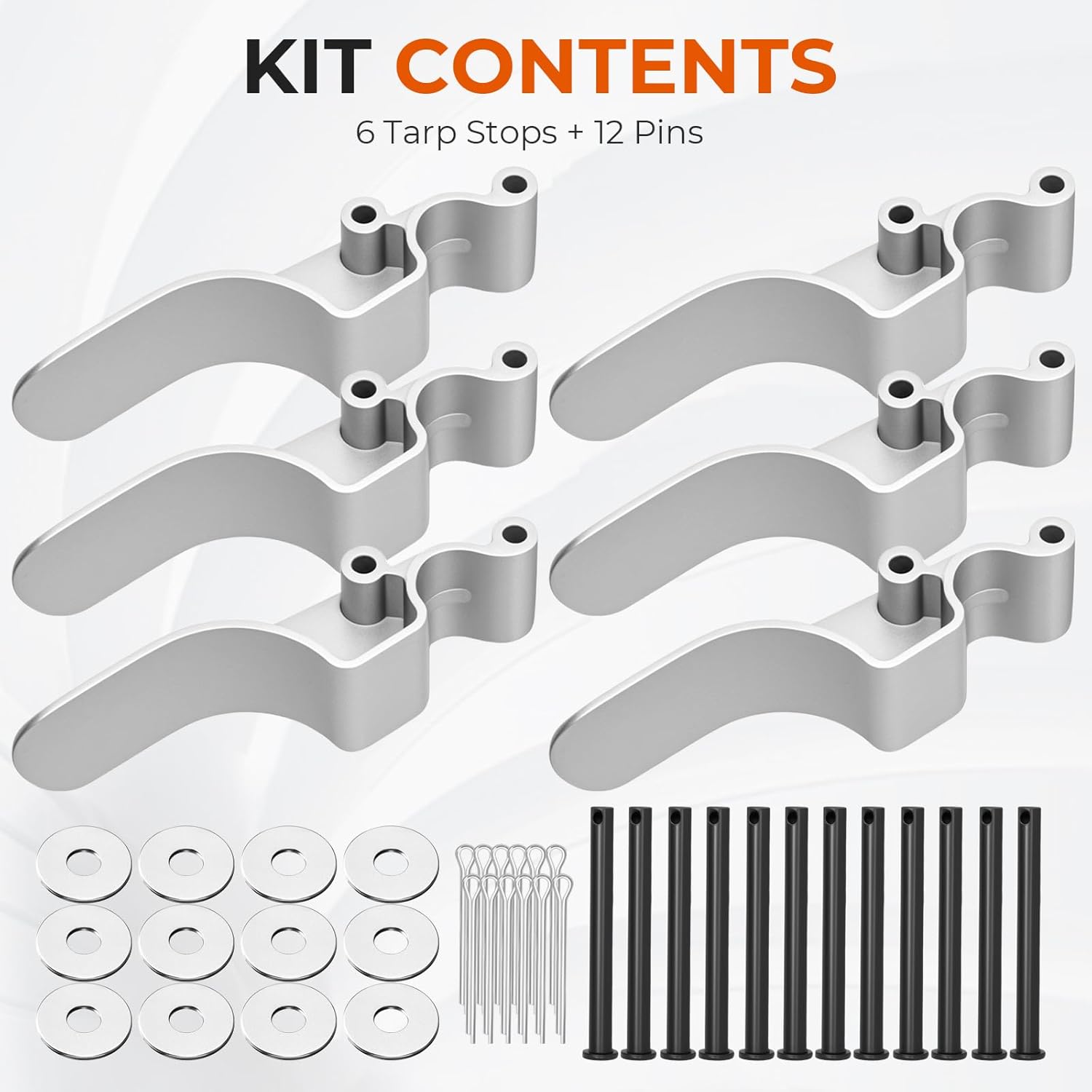 Heavy-Duty Aluminum Tarp Lock System - 6 Pack Easy-Off Truck Tarp Clamps with 12 Reinforced Pins 1705775-1