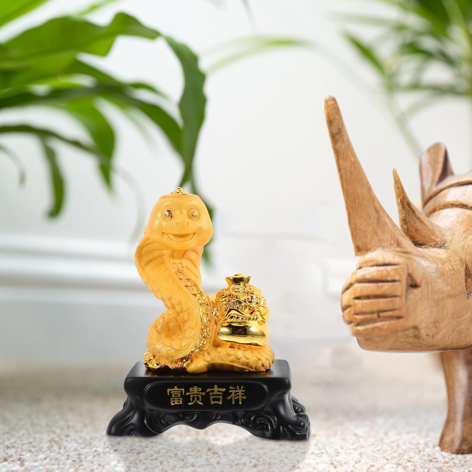 Chic Zodiac Snake Decor 4.8 Inch Resin Snake Ornament 2025 Year of The Figurine Indoor Tabletop Statue for Home Office Feng Shui Display