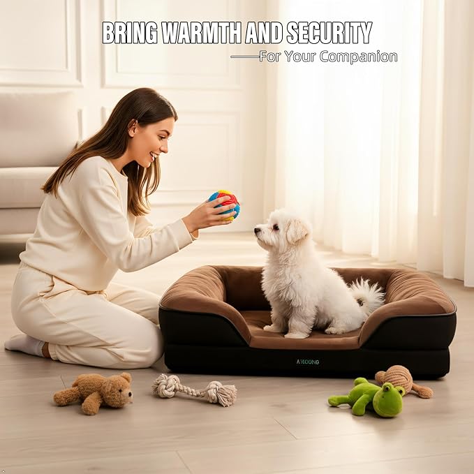 Cama Ortopédica para Perro Pequeña con Bordes y Base Antides miniatura 6