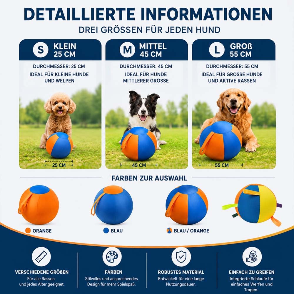 Generisch Lentiva Treibball,Treibball füR Hunde Norden,Herding Ball Hund,Riesiger Aufblasbarer Tennisball Interaktives Hundespielzeug Zum Spielen und Trainieren (Blau,55CM)