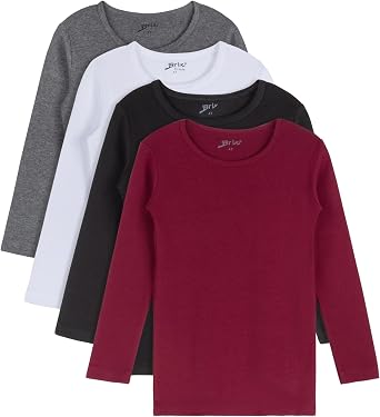 Brix Baby Toddler Girls Long Sleeve - Tees Crew Neck Cotton Flexy 4 - Pack Ts.