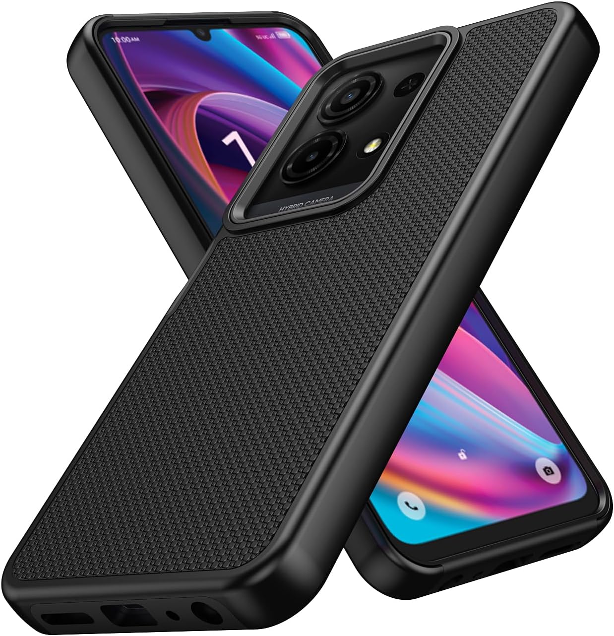 for TCL K32/K33 5G 2025 Case with Tempered Glass Screen Protector,Dual Layer Heavy Duty Shockproof Protection (Black)