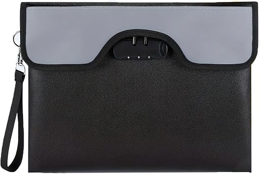 5200F Fireproof Document Bag with Lock,Upgraded Fireproof Bag with Zipper/Reflective Strip,9 Layers of Heat Insulated Materials,Fireproof Money Bag for Cash,13.2"x10.5" Fireproof Pouch with Handle
