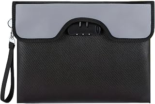 5200°F Fireproof Document Bag with Lock,Upgraded Fireproof Bag with Zipper/Reflective Strip,9 Layers of Heat Insulated Materials,Fireproof Money Bag for Cash,13.2"x10.5" Fireproof Pouch with Handle