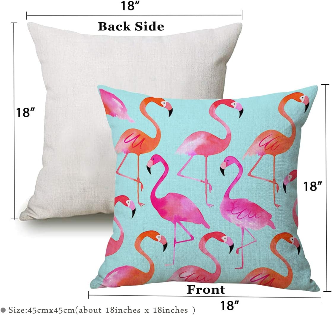 JES&MEDIS Flamingo Pattern Throw Pillow Covers Cases Square Decorative Cushion Covers for Sofa Couch Bed Home Decoration 18 x 18 (6#)