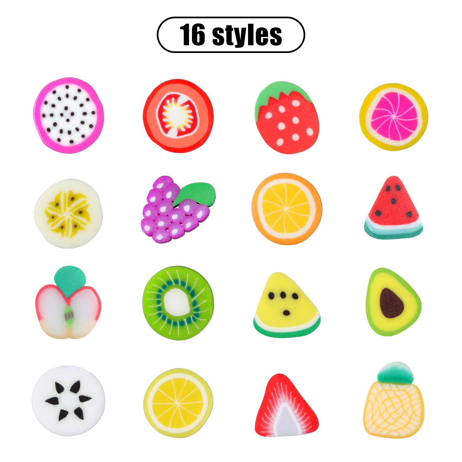 16 Boxes Nail Fruit Slices Fruit Nail Art Slices Cute Nail Decorations Fruit with Tweezers for DIY Crafts Nail Art