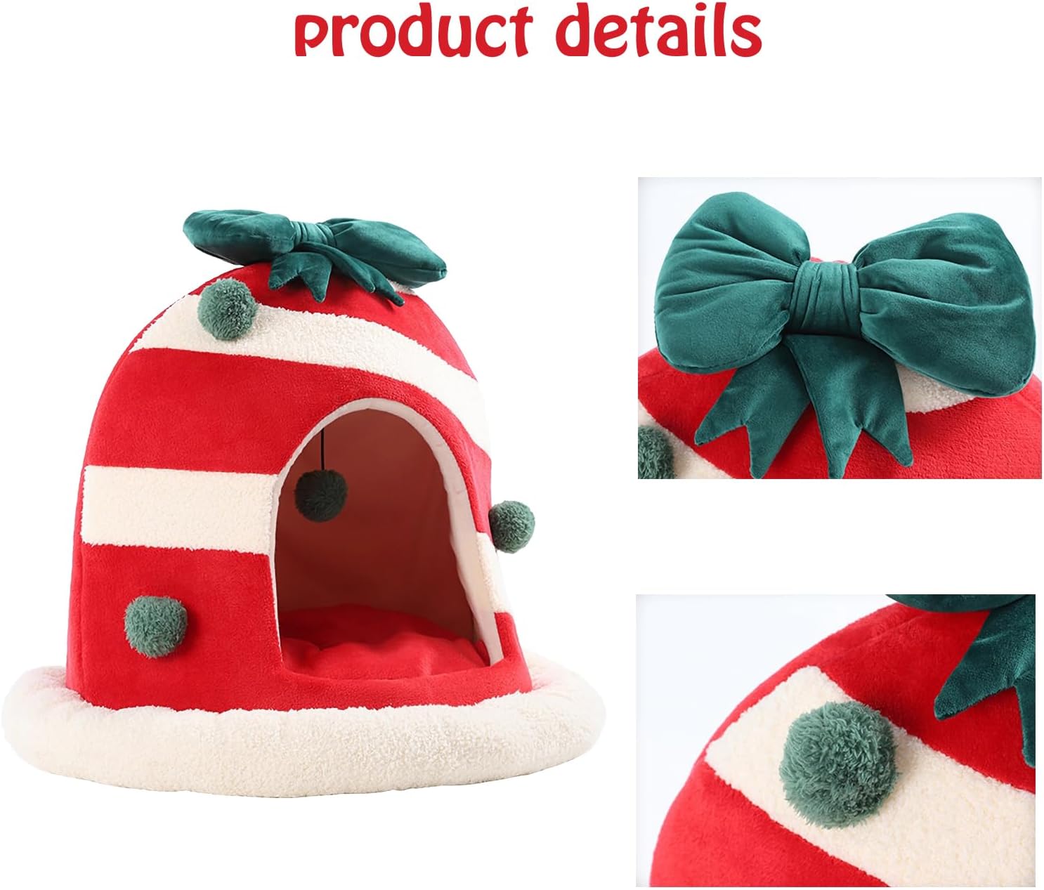 review Cute Christmas Cat House Cat Beds Box Shaped Xmas Cat Dog Cave Bed Nest Removable Washable Warm Cat Condo Tents Cat Hideaways (Holiday)
