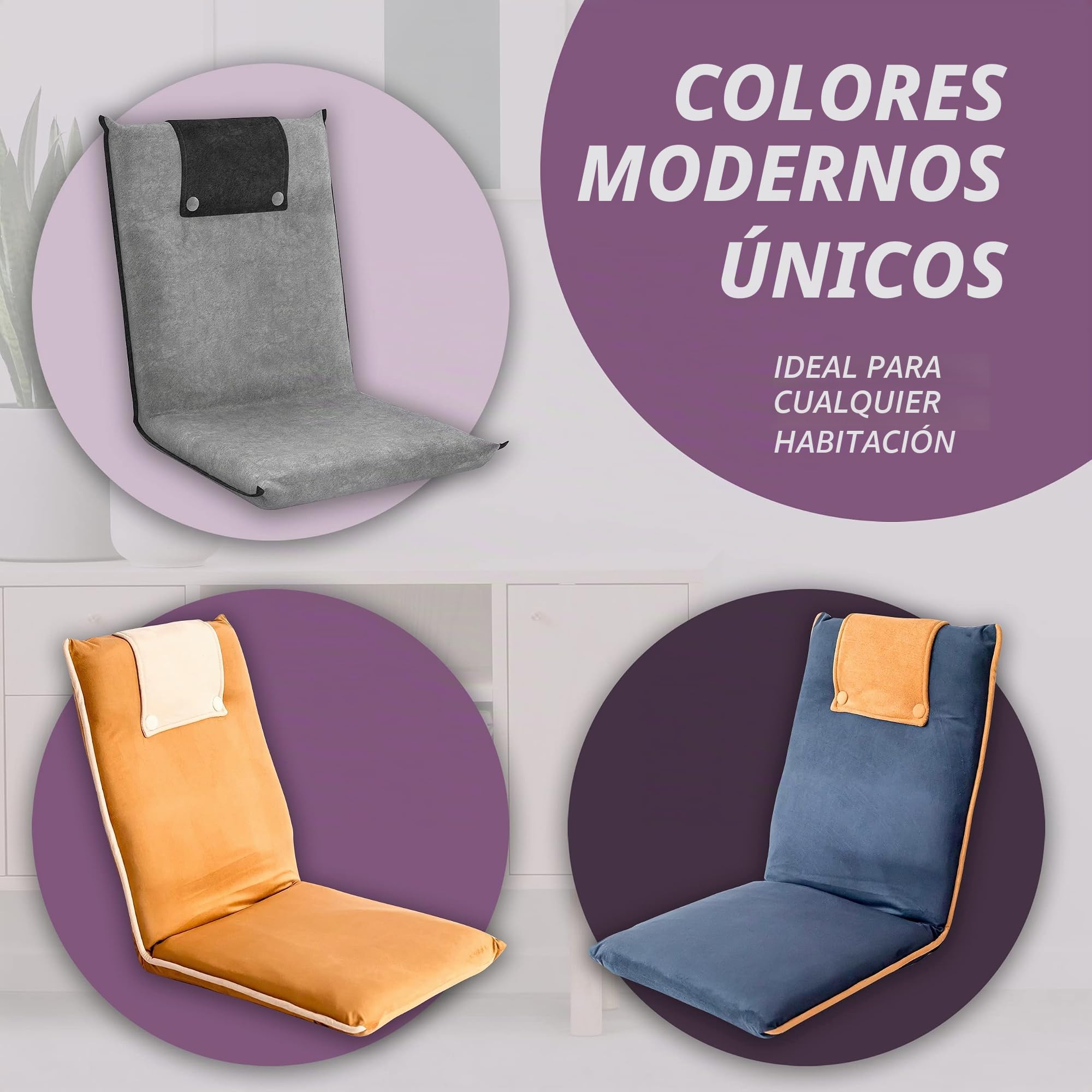 bonVIVO Sillón Lectura y Relax – Silla Cama de Suelo Plegable con Respaldo Reclinable – Silla Meditación, Yoga, Gaming, TV y Lectura – Sofá Bajo Portátil y Acolchado Gris Oscuro