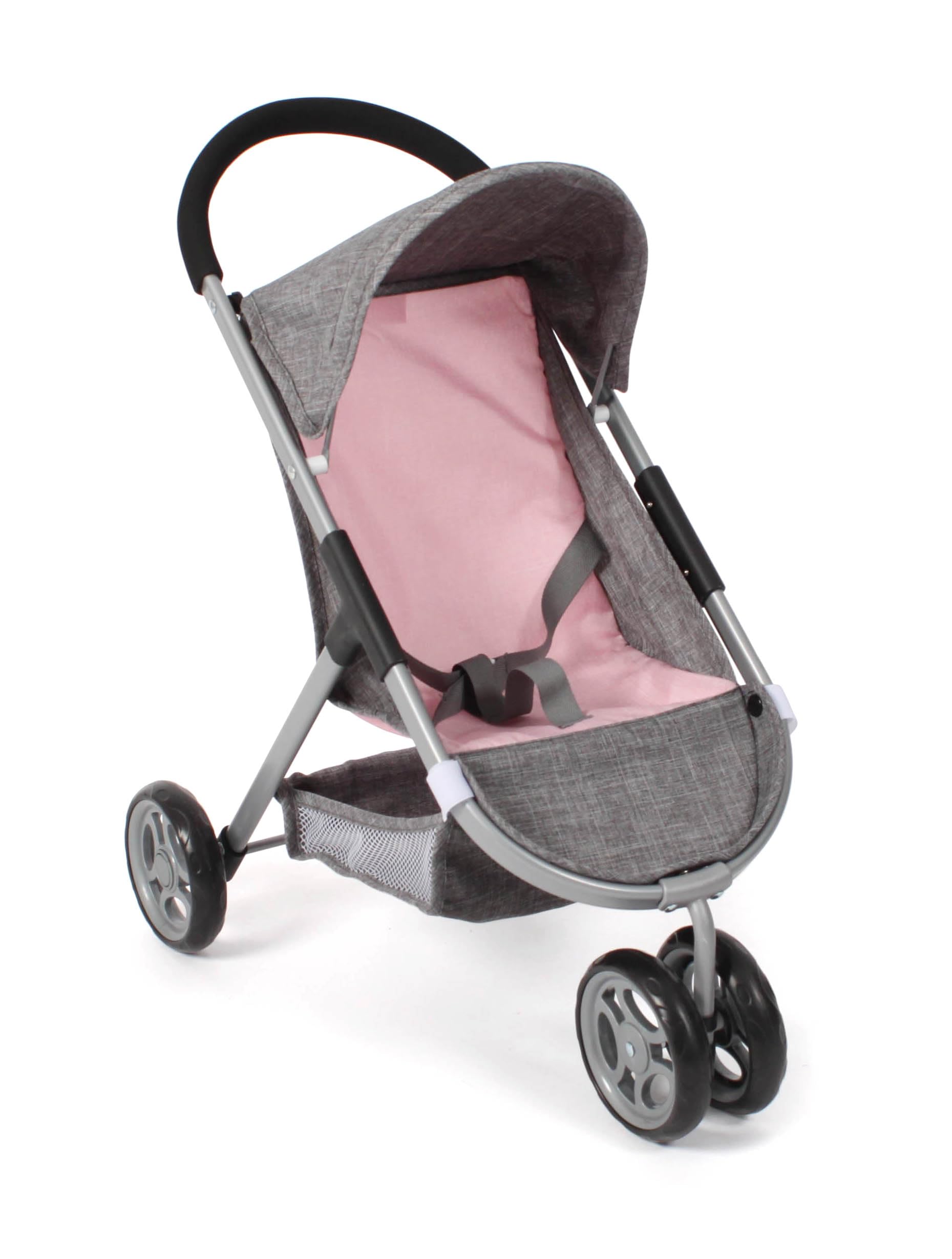 Bayer Chic 2000 Cochecito para muñecas Speedy – Melange Gris y Rosa – Adecuado para muñecas de hasta 46 cm – Altura del Deslizador: 58 cm