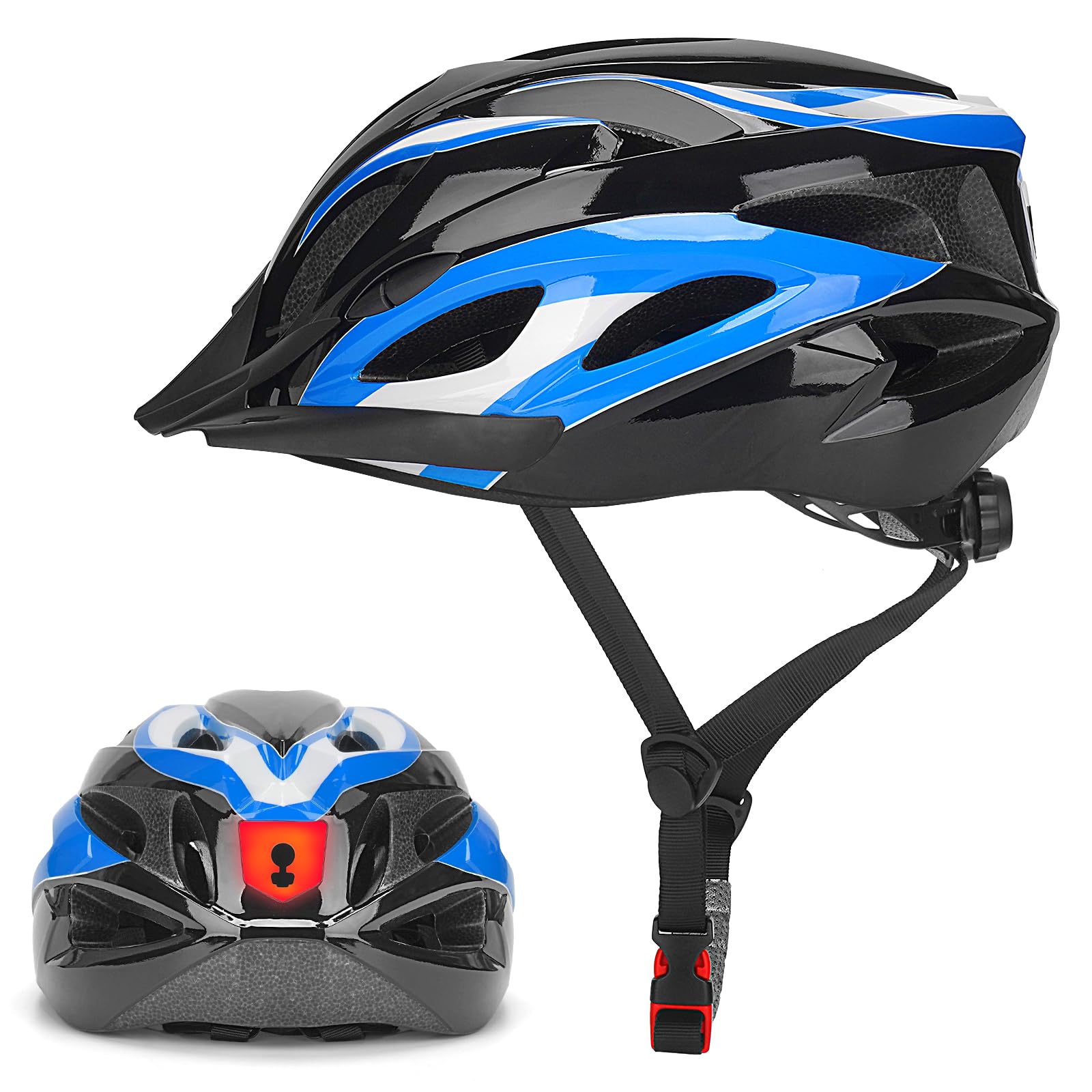 Bike Helmet Men Women Cycle Helmet with Light for Unisex Adult Bicycle Helmet Breathable Mountain Cycling Helmet Adjustable Road Helmet 58-62cm — image 1