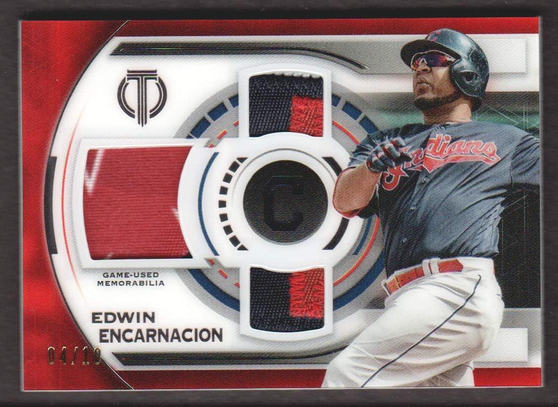 2019 Topps Tribute Baseball Triple Relic JERSEY Red #EE Edwin Encarnacion 04/10