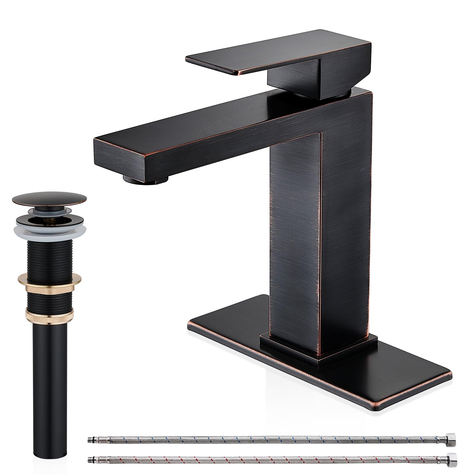 AVSIILE Oil Rubbed Bronze Bathroom Faucet, Single Hole Vanity Bath Faucet, Single Handle Modern Stainless Steel Bathroom Faucets for Sink 1 Hole with