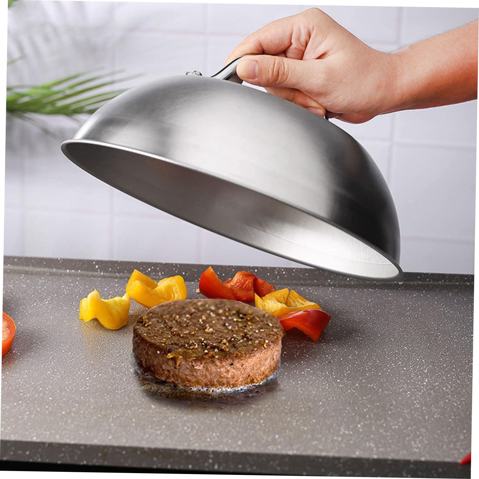 SECFOU Burgerpresse aus Edelstahl mit Holzgriff Stabiler Patty Former für BBQ und Grill Einfach zu Bedienen und Robust für Burgerfleisch Formung Beim Kochen