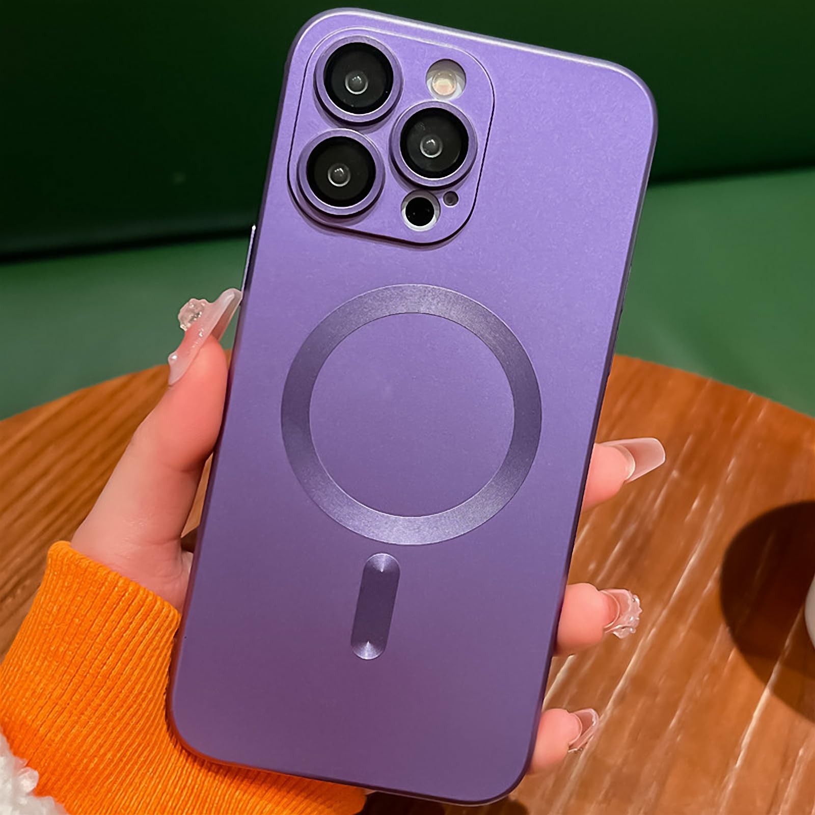 Hcnrreivn Magnetic Case for iPhone 15 Pro Max 6.7 Inch,New Upgraded Drop Resistant Matte Skin Feeling Back Cover for Women/Men,Soft TPU Thin Slim Full