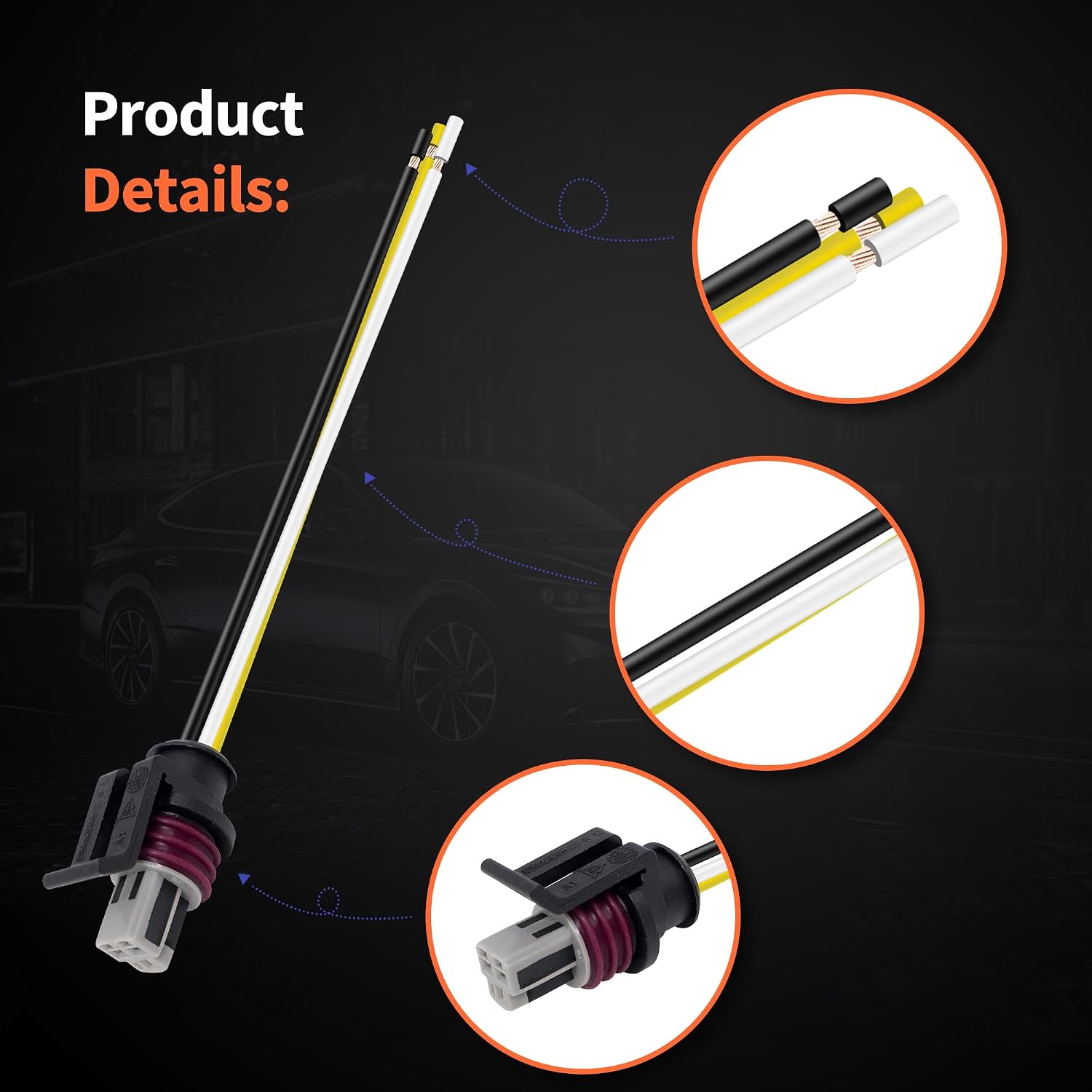 HiSport Oil Pressure Sensor 3-Wire Connector Pigtail Compatible with LSX 22-20 AWG, 2PCS