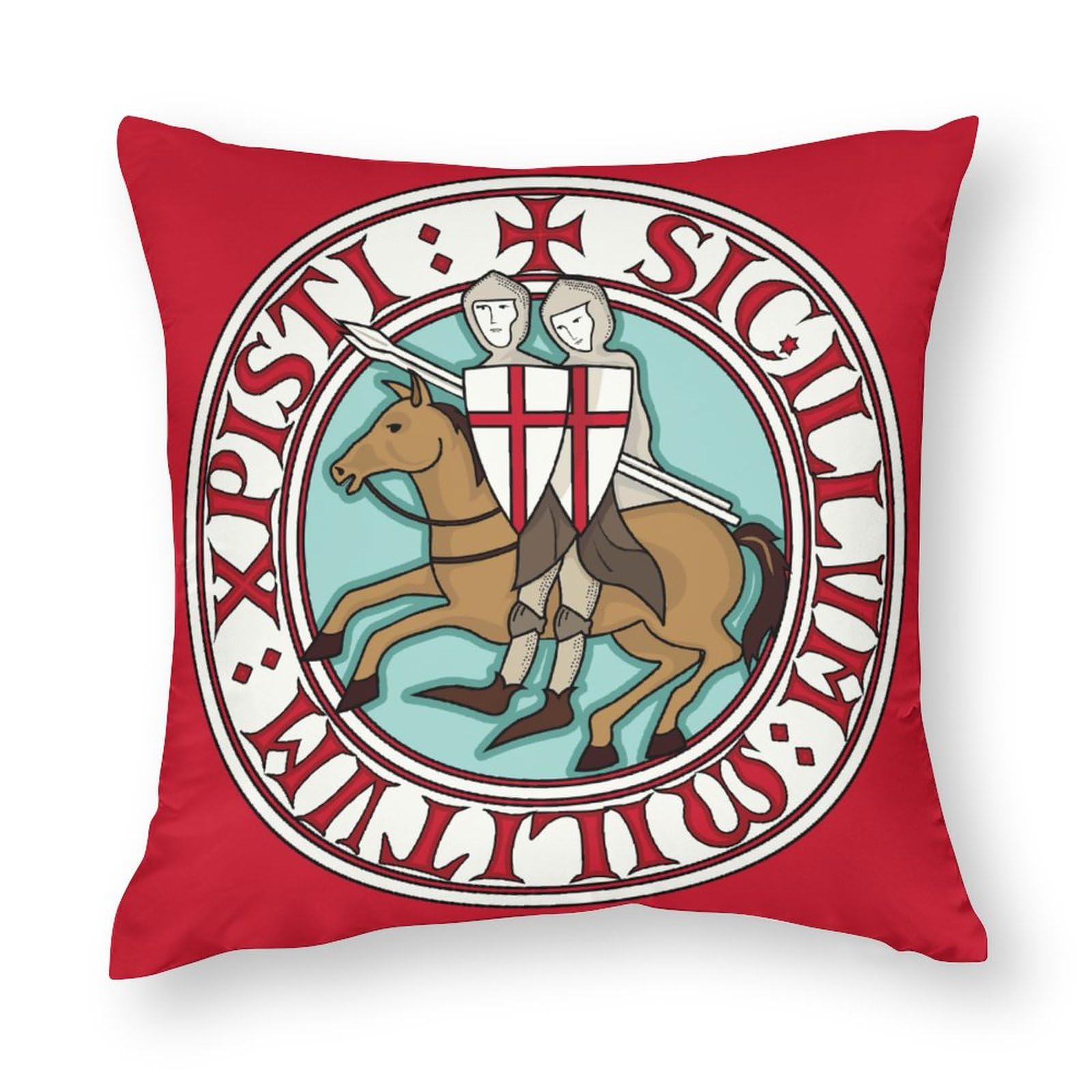 Cushion Covers 1 PCs Two Templars Knight Crusader Viking Decorative Pillow Covers 16x16inches (40x40cm) Soft Polyester Square Pillow Cases Pillowcases