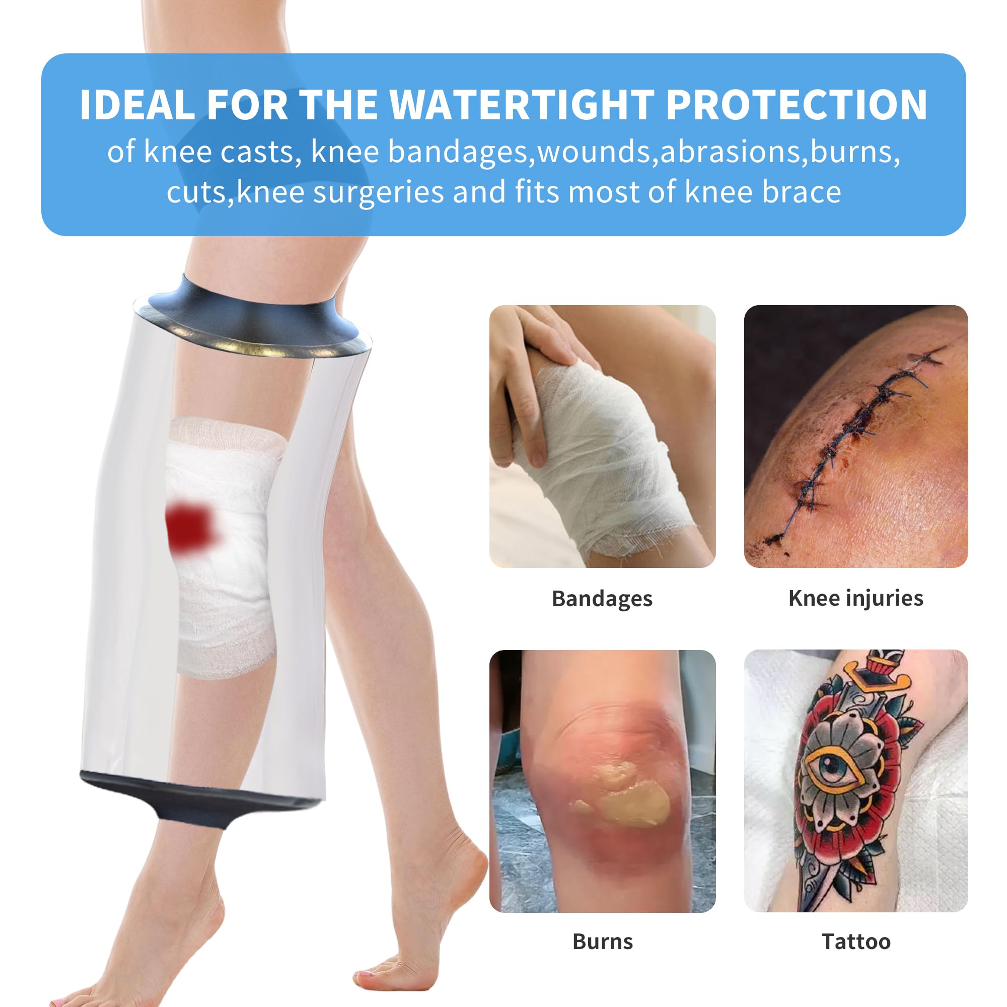 Waterproof Knee Cast Cover For Shower | Reusable Leg Protector | Fits Adult Knee Up To 40cm