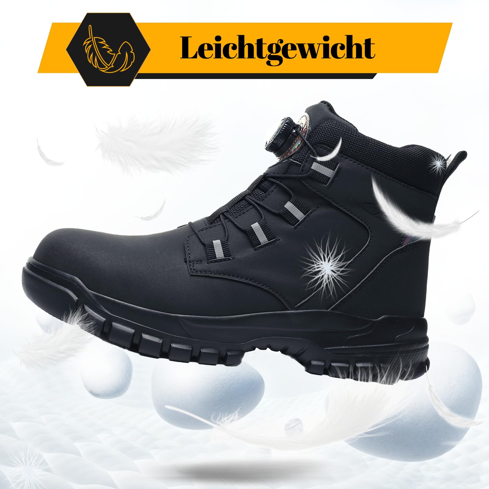 Chaussures de Sécurité Hommes Femmes Montante Imperméable Légère Bottines de Sécurité avec Embout en Acier Bottines de Travail Antidérapant