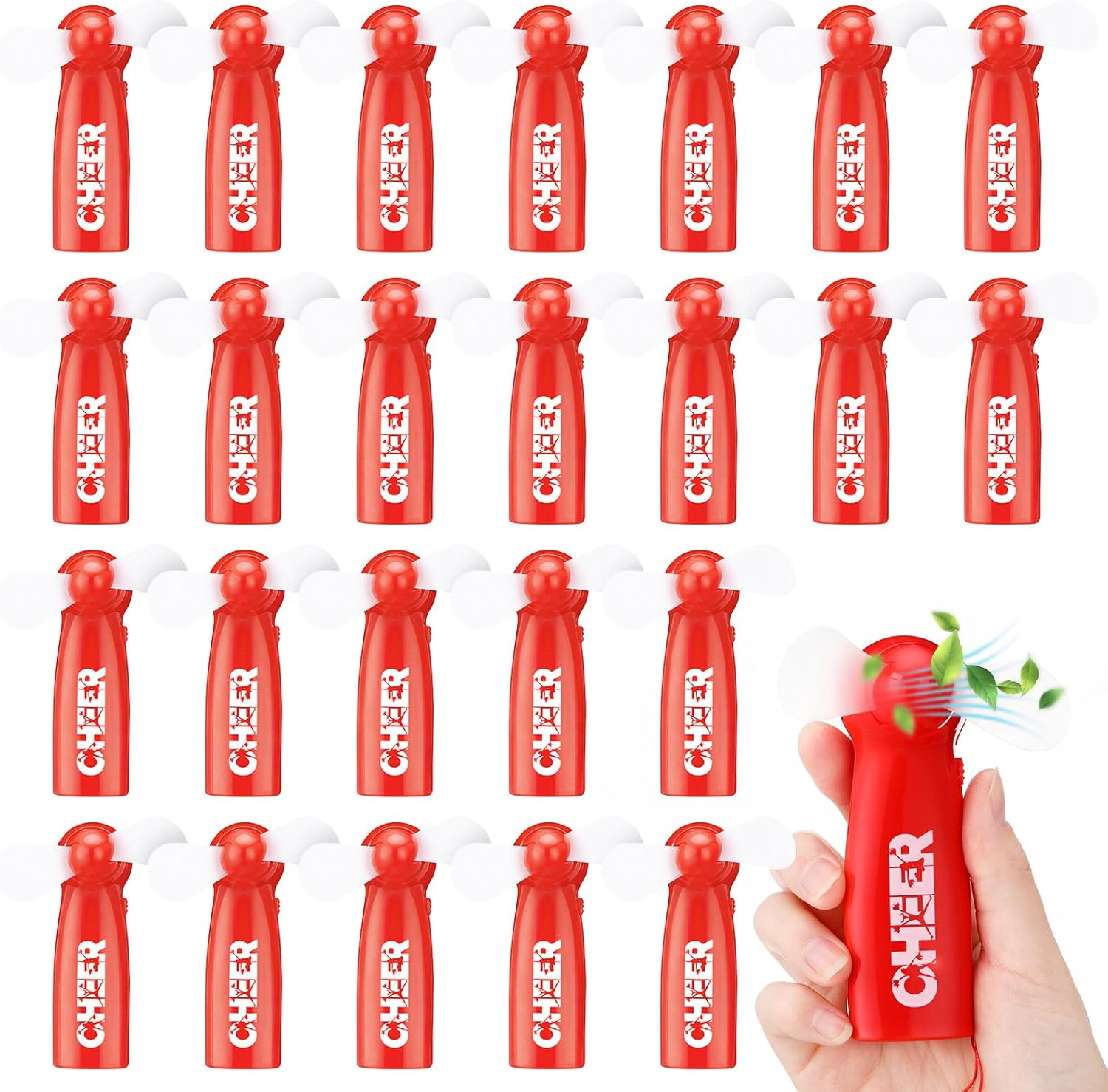 20 Pcs Cheer Team Gift Bulk Mini Handheld Battery Powered Fans Cheerleader Gifts Bulk Cheer Party Favors Cheerleading Supply Portable Fans for Coach Family Gathering Stadium(Blue)