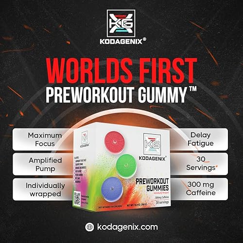 Miniatura 3 de Kodagenix Gomitas preentrenamiento para hombres y mujeres con cafeína, L-citrulina y beta alanina - La primera goma preentrenamiento del mundo -
