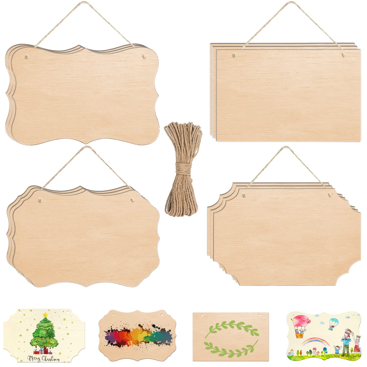 Jodsen Legno di Natale Addobbi,12Pcs Ornamenti da Appendere in Legno