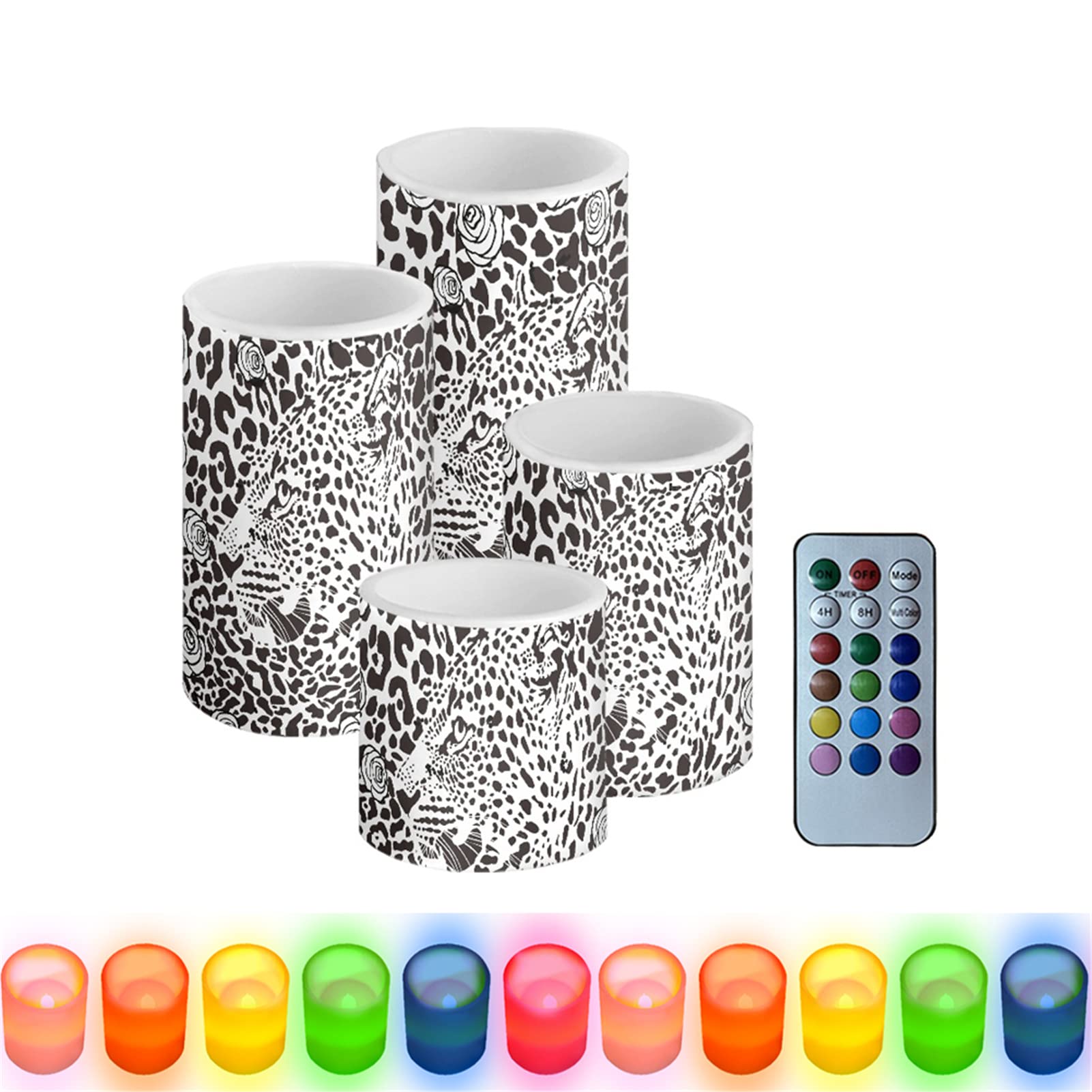 HUGS IDEA Candele elettriche tremolanti senza fiamma, a LED bianco con luce gialla calda [arcobaleno - telecomando]