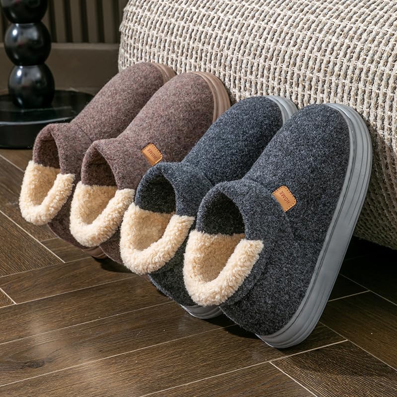 Men's Plush High-Top Slippers, Extra Thick Sole Indoor House Shoes with Memory Foam, Non-Slip Warm Bootie Slippers for Winter and Cold Weather - Image 5