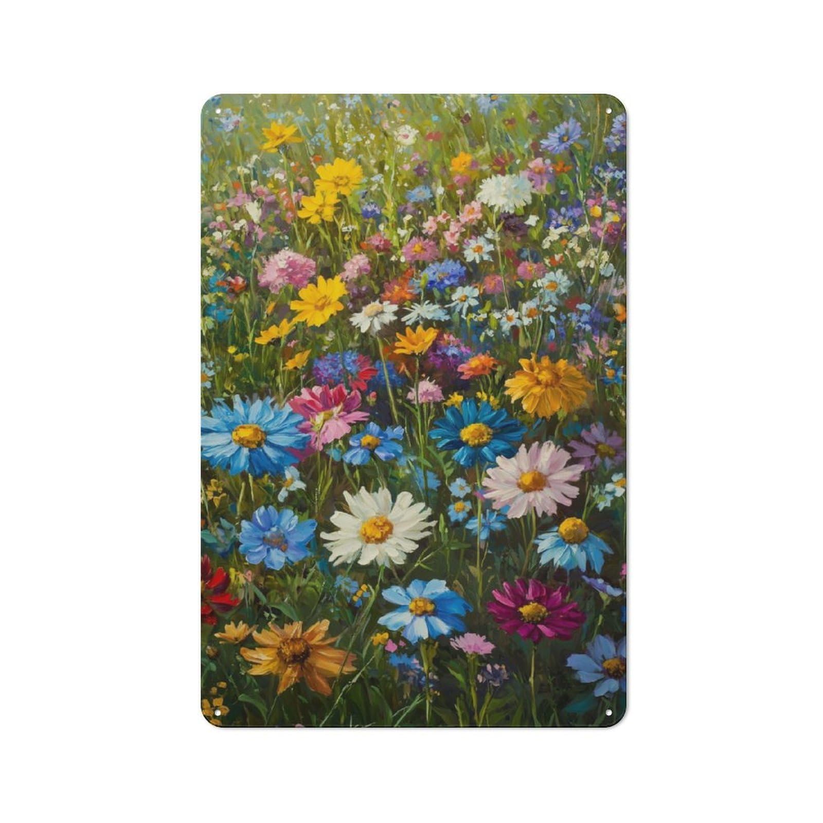 Junmoney Floral Wildflower Field Vintage Tin Sign 30X20cm With For Guest Room Or Hallway, For Collectors Decorating Guest Rooms And Hallways