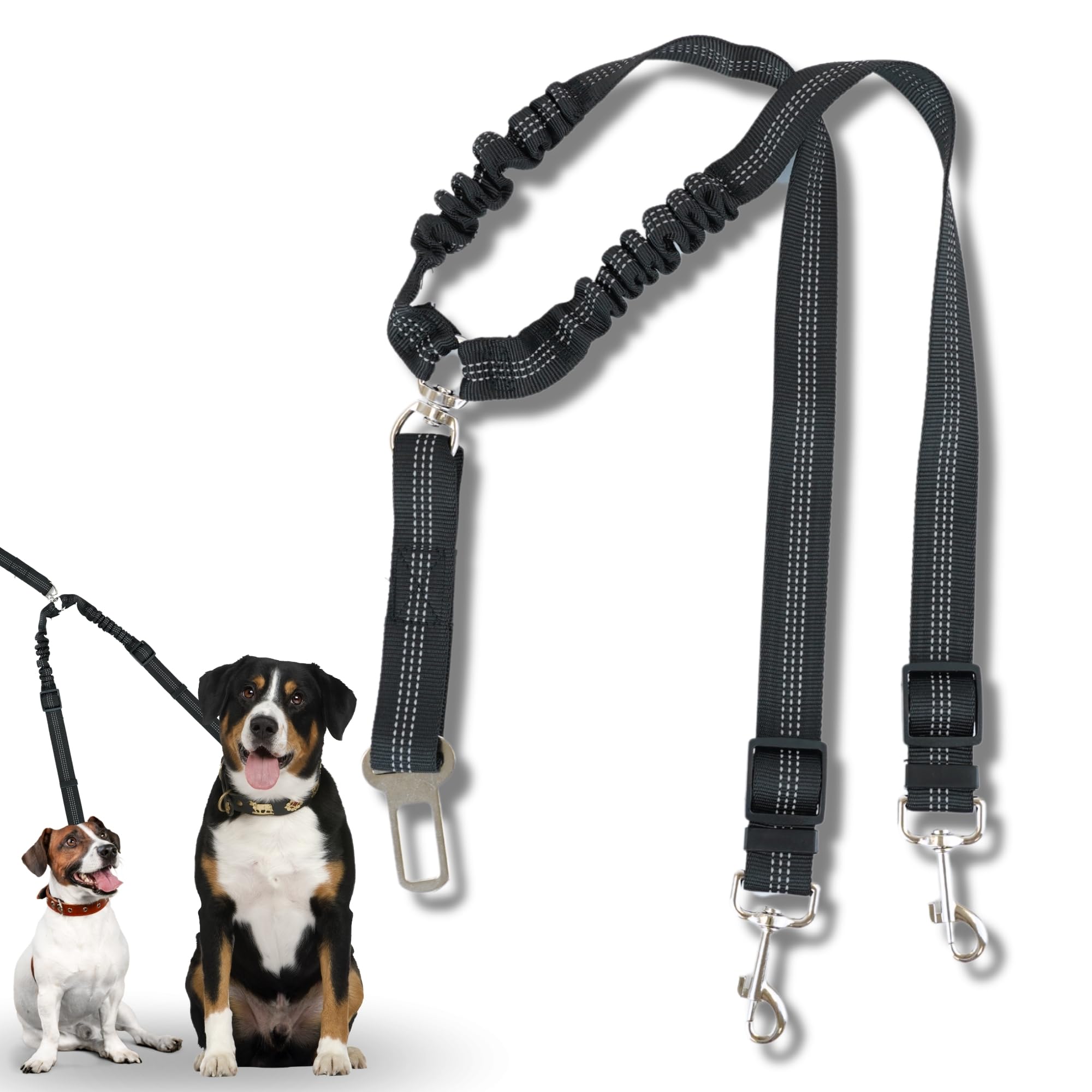 RAPIO® Cinturon de Seguridad para Perro Coche - Arnes Perro Coche con Anclaje Seguro Homologado | Correa Perro Coche Ajustable, Resistente y Reflectante | Sin Enredos | Protección para Viajes Seguros