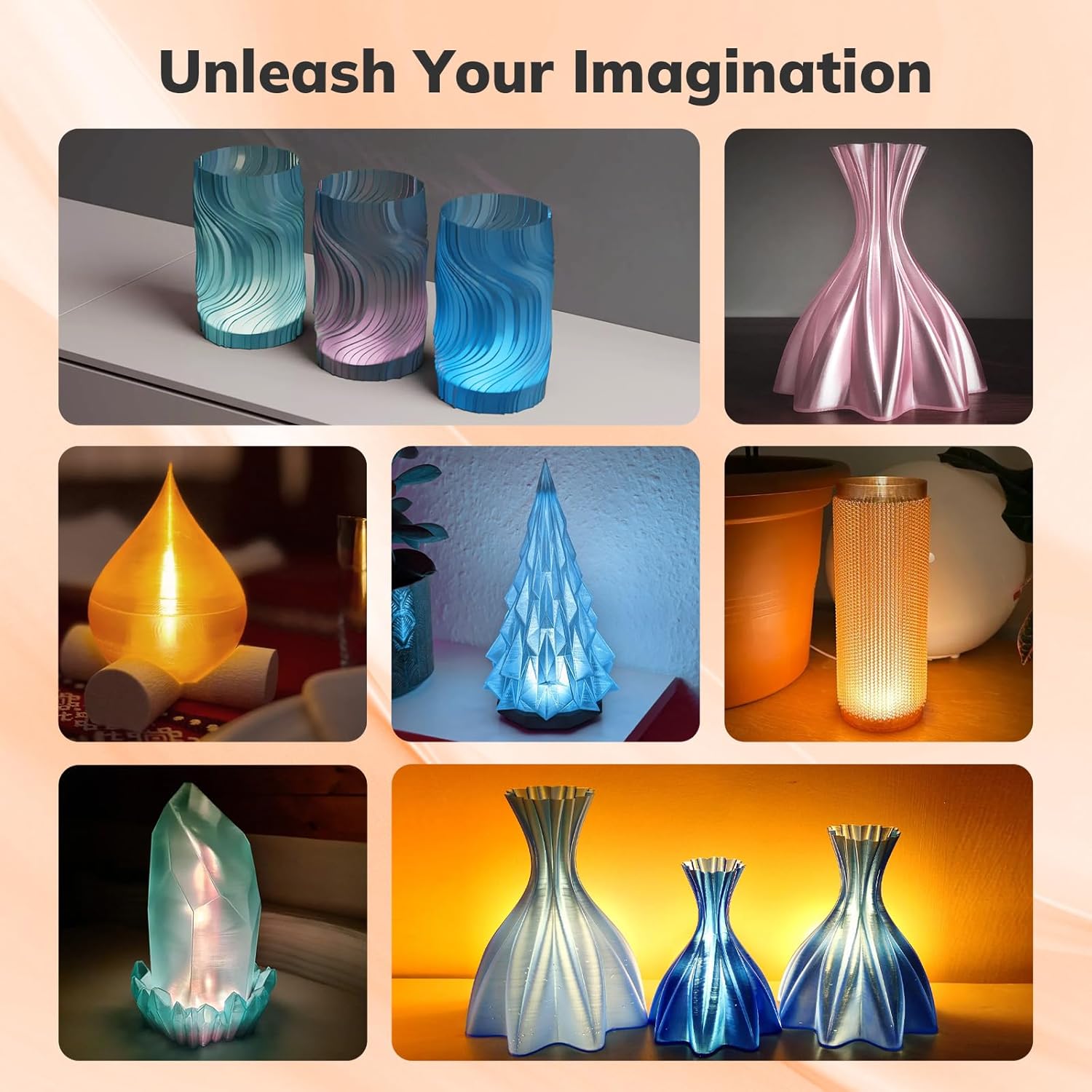 AMOLEN 3D Printer Filament Crystal PLA Transparent 1.75mm, Crystal Orange Clear Printing, Low Warping & No-Bubbles, Dimensional Accuracy +/- 0.02 mm, Fits Most FDM 3D Printers, 1kg Spool(2.2lbs) - Image 6