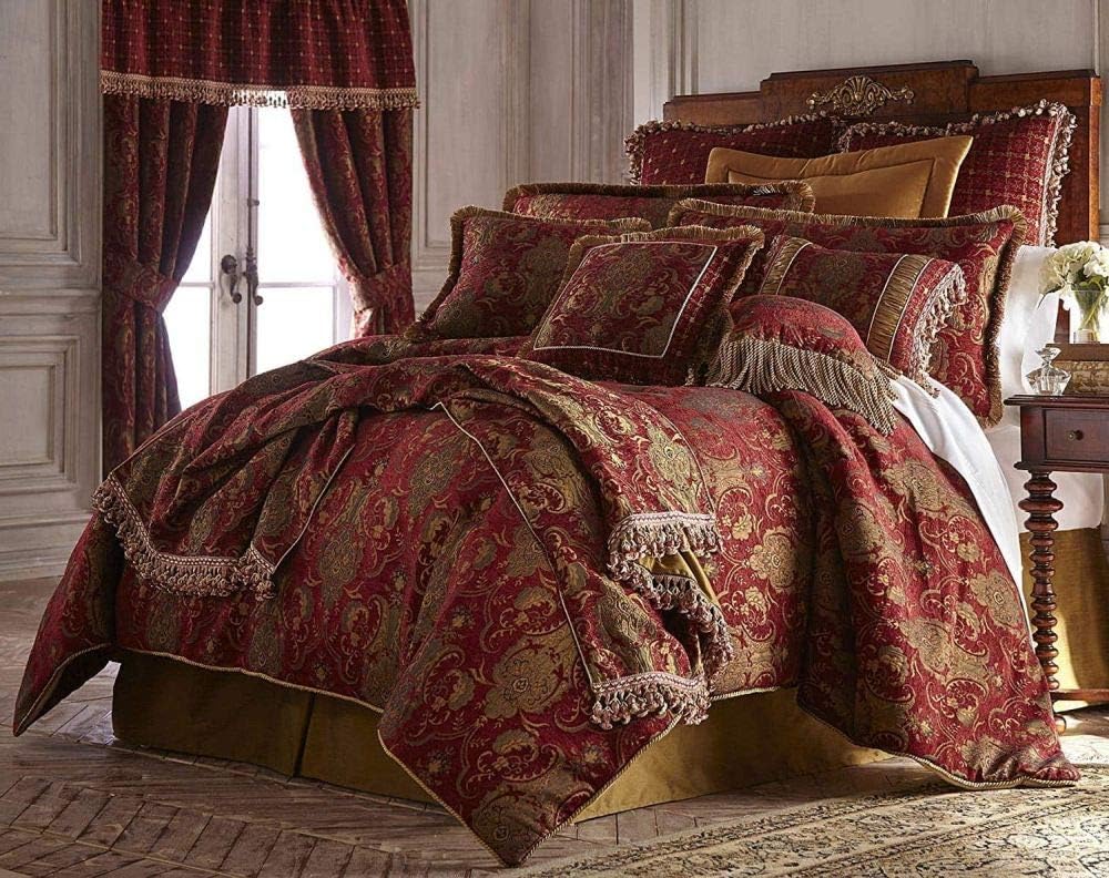 HNU 3 Piece Victorian Comforter Set King, Medallion Damask