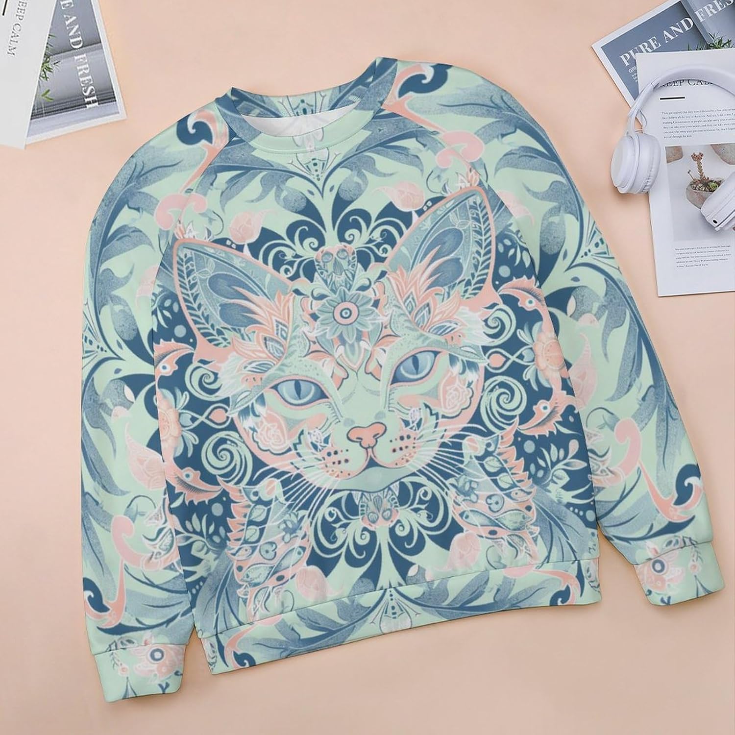 Sweatshirts for Women Floral Printed Long Sleeve Pullover Crewneck Oversized Trendy 2024 Fall Fashion Outfits - Image 4