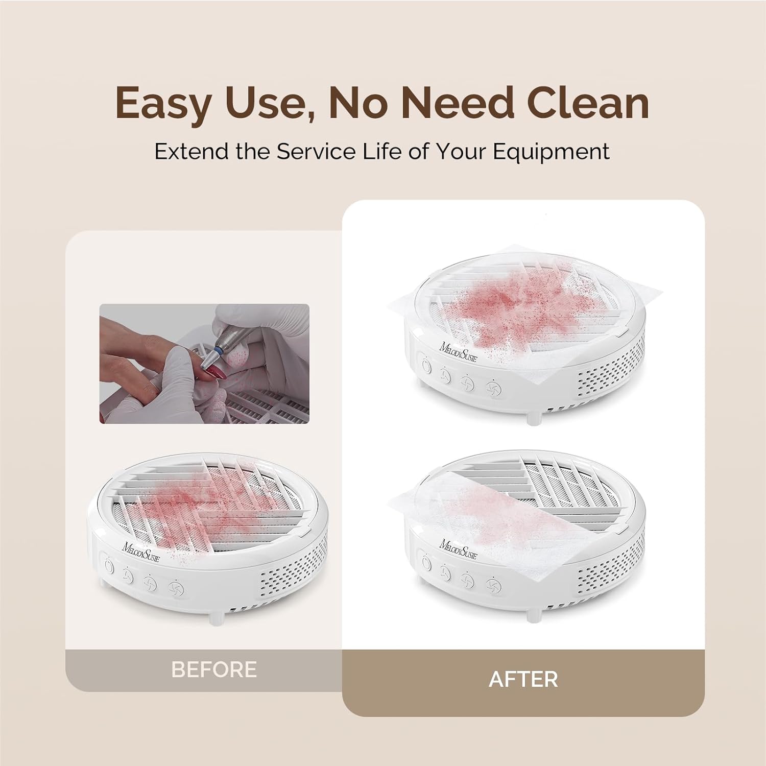 MelodySusie Nail Dust Collector & 200 Sheets Nail Dust Collector Filter Paper